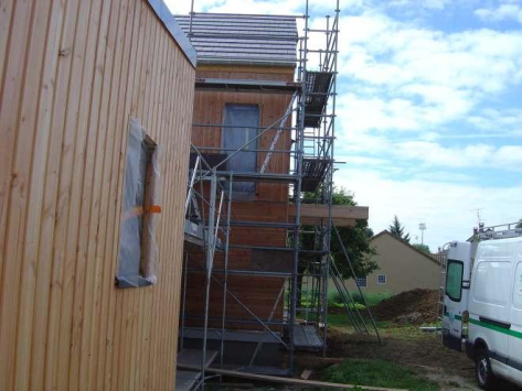 construction en cours d'une maison contemporaine d'architecte
